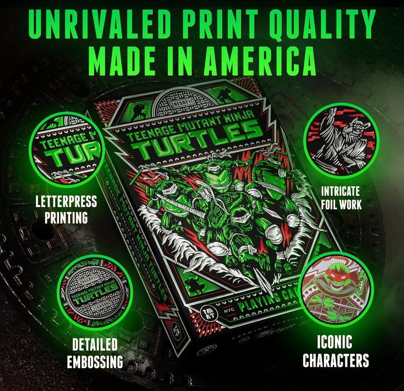 theory11 Teenage Mutant Ninja Turtles Premium Playing Cards, Poker Size Standard Index, Luxury Playing Cards